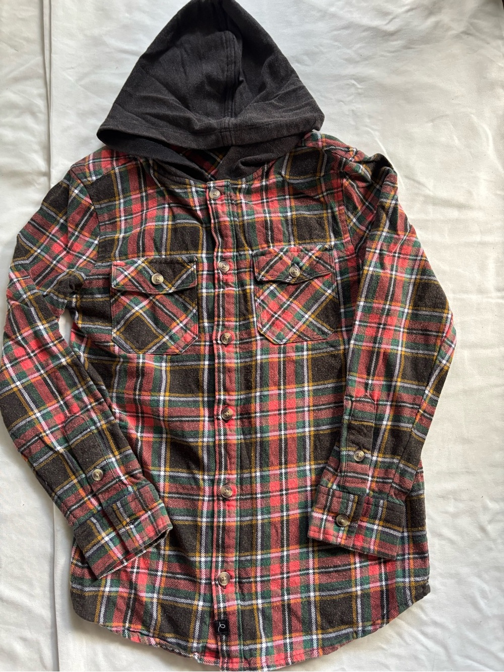 Art Class Boys Plaid Hooded Flannel Button Down Shirt, Medium (8/10)